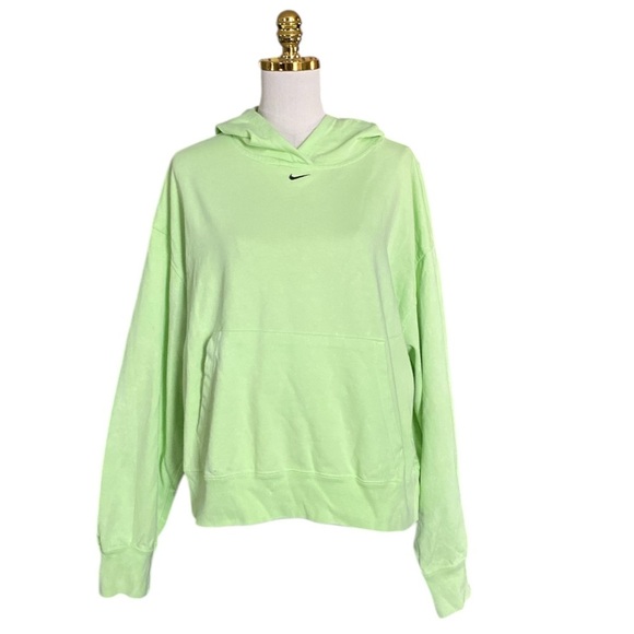 NIKE Women's Washed Cropped Neon Green Casual Sporty Oversized Hoodie Size M - Picture 10 of 15